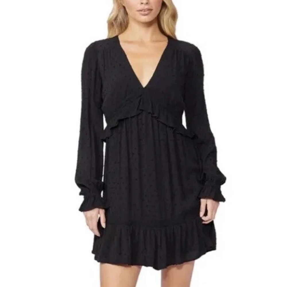 Paige Odelise Black Long Sleeve Mini Dress XS | Boho Chic Feminine